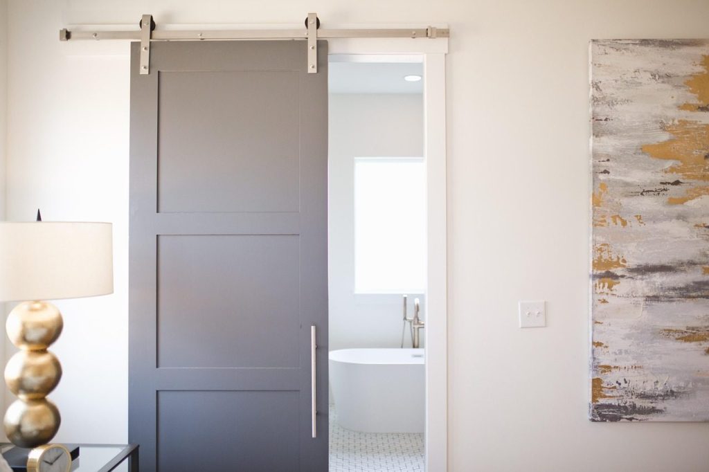 barn door, sliding door, bedroom, bathroom, modern farmhouse, house, interior, wall, indoor, design, bathtub, barn door, sliding door, sliding door, sliding door, sliding door, sliding door, modern farmhouse, modern farmhouse, modern farmhouse